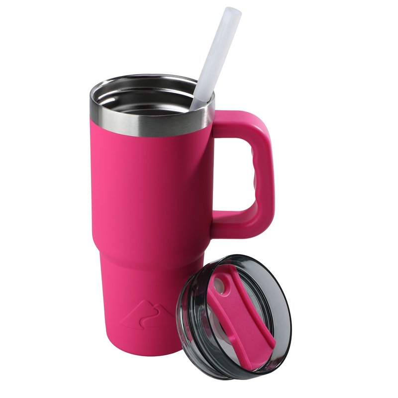 18 oz Insulated Stainless Steel Tumbler with Handle - Hot Pink