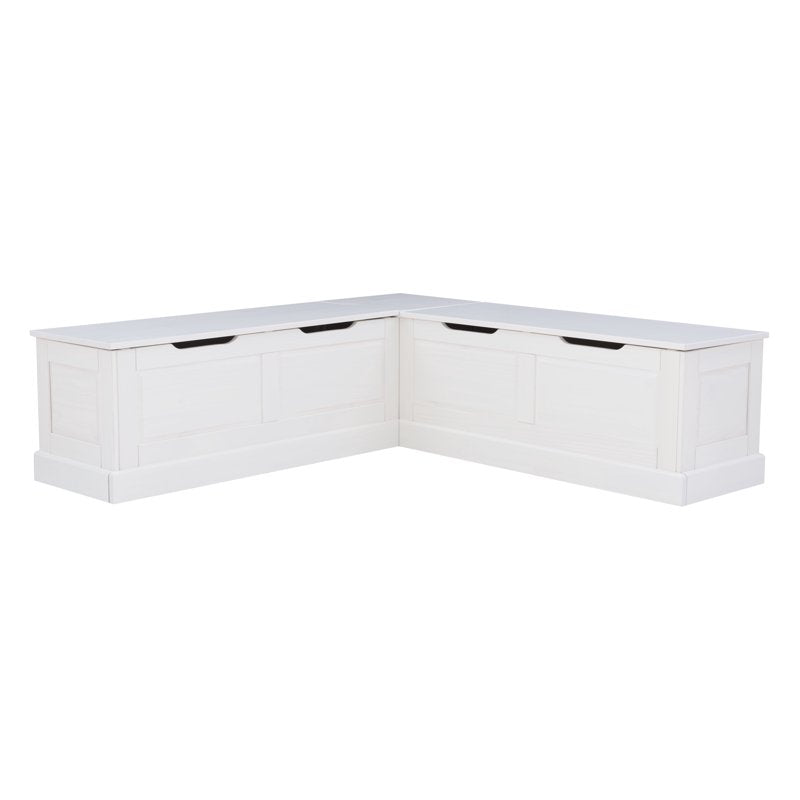 Backless Corner Nook with Storage & 5-Piece Cushion Set - White/Black Stripe