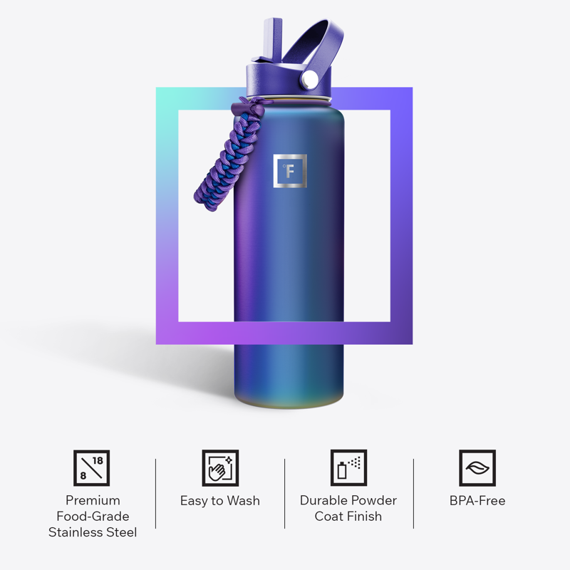 40 oz Stainless Steel Water Bottle - Aurora Color