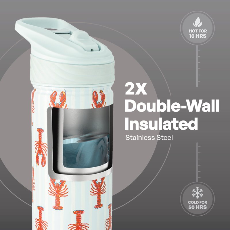 26oz Stainless Steel Ranger Water Bottle with Easy Sip Straw - Lobster