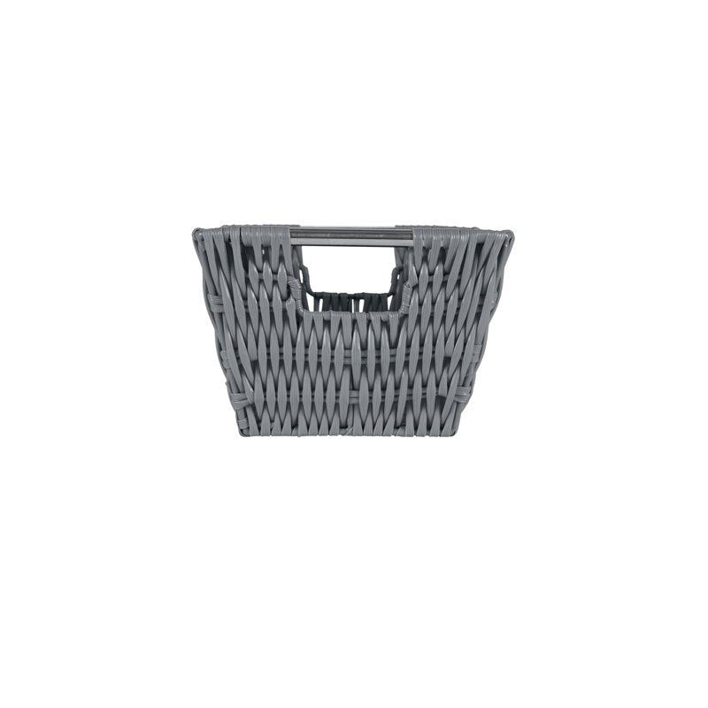 Simplify Small Rattan Storage Basket - Charcoal Gray with Handles