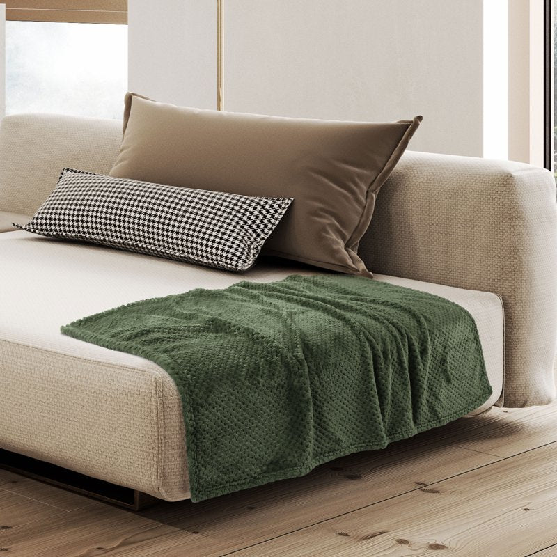 Flannel Fleece Velvet Blanket - 30x40 Inch, Army Green, Soft Warm Throw