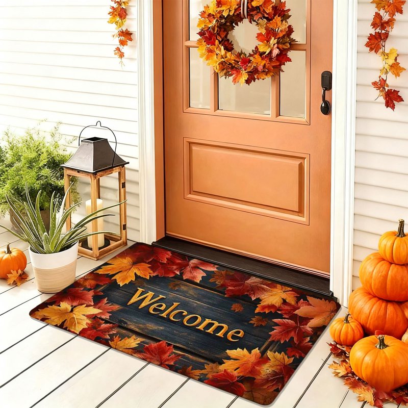 Fall Door Mat Absorbent Non-Slip Halloween Porch Entryway Decor 40x60cm