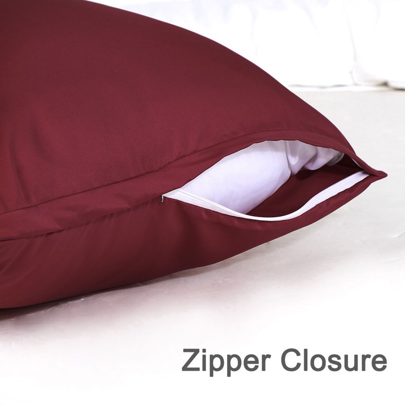 Silky Satin Body Pillow Cover 21 x 54 Inches Zippered Burgundy