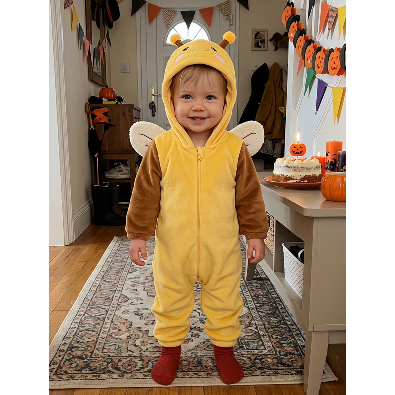 Toddler Baby Halloween Bee Costume Romper - Infant Fall Winter Jumpsuit, Size 6-12 Months