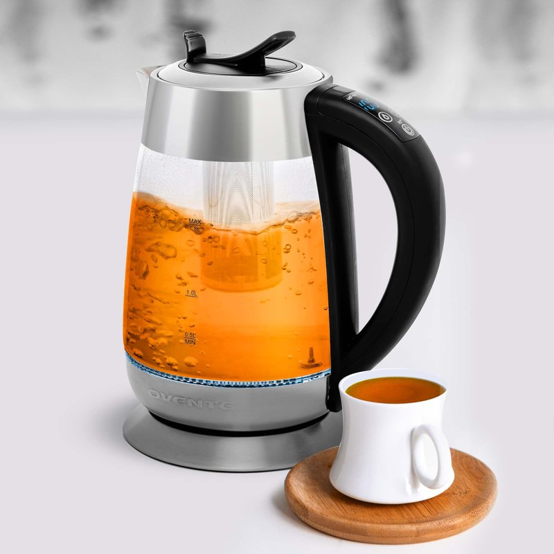 1.8L Glass Electric Kettle with Tea Infuser - 1500W Fast Boiling