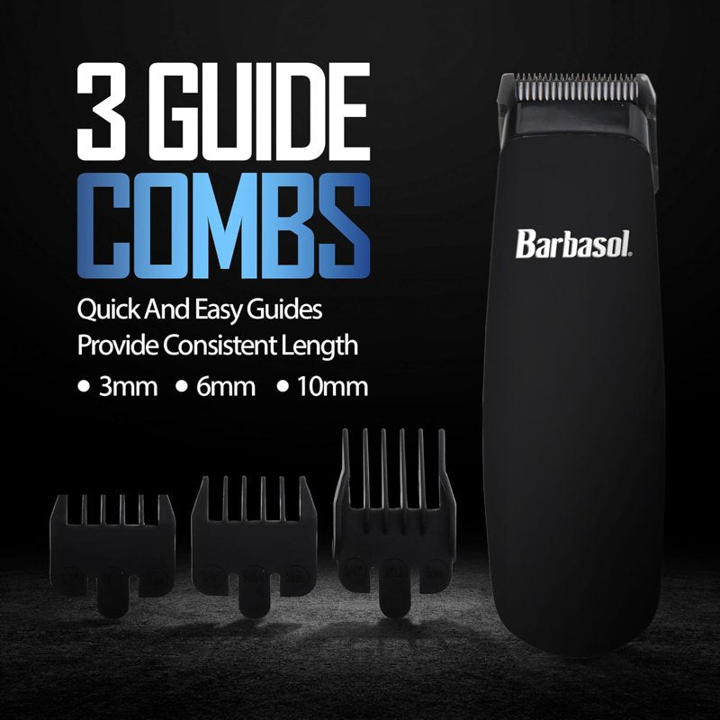 Beard Trimmer for Men with Stainless Steel Blades & 3 Combs - Black