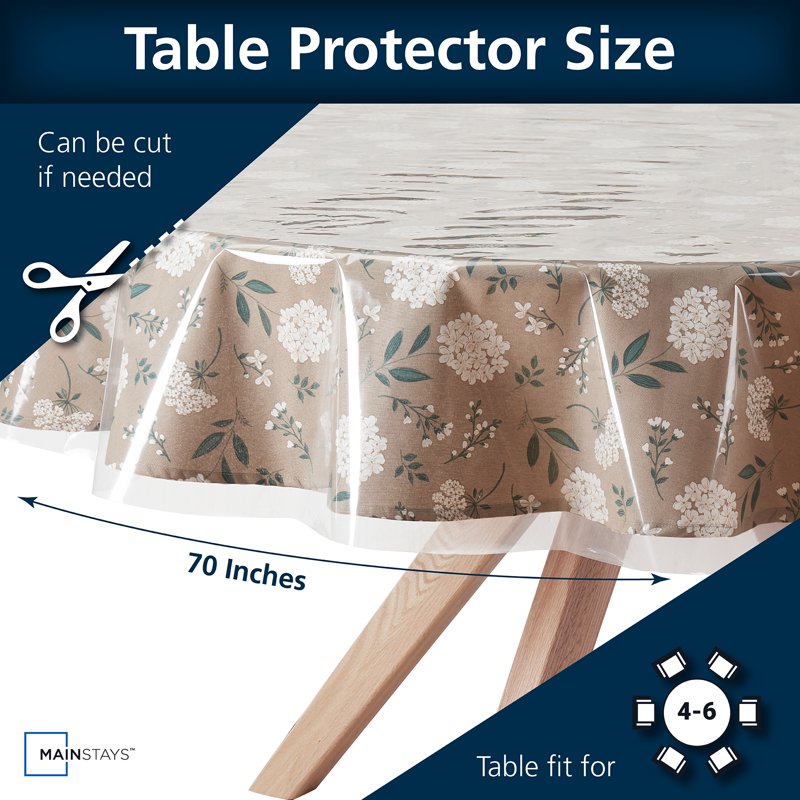PEVA Clear Table Protector - 70 Inch Round for Indoor & Outdoor