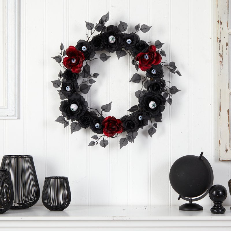 Halloween Eyeball Wreath 24 Inch Artificial Decor Spooky Centerpiece