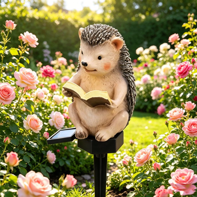 Solar Hedgehog Garden Stake Light - Outdoor Resin Animal Lamp, Waterproof, Ambient Lighting, Variation K