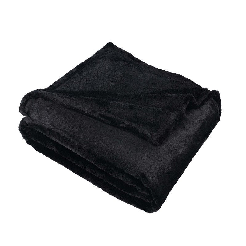 Solid Black Fleece Plush Throw Blanket - Super Soft & Cozy
