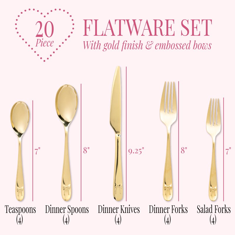 20-Piece Stainless Steel Flatware Set - Gold, Service for 4