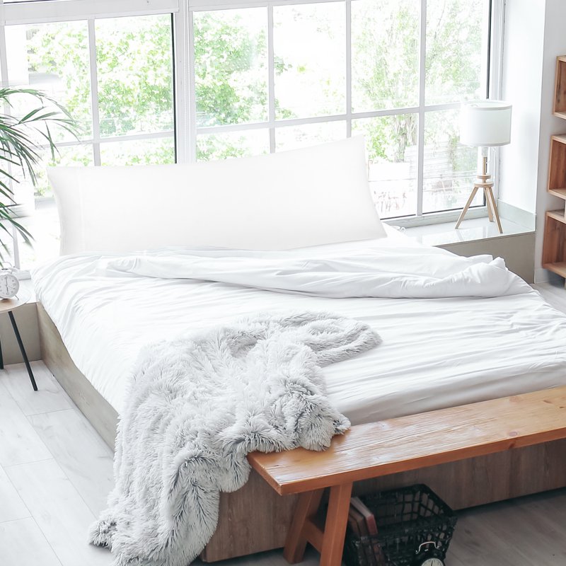 White Cotton Body Pillow Cover 20x55 Zipper Closure - Soft & Breathable