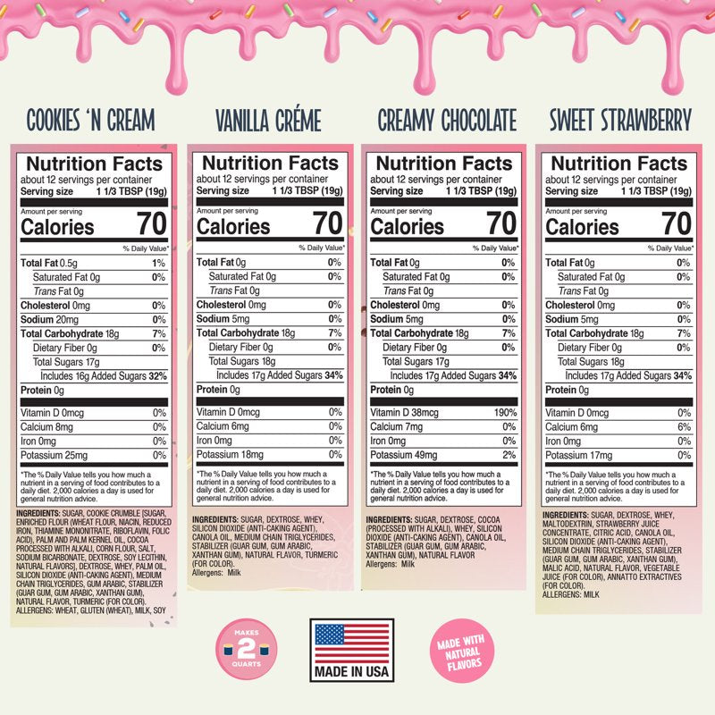 Ice Cream Mix Variety Pack - 4 Flavor Assortment, Gluten-Free Dessert Mix