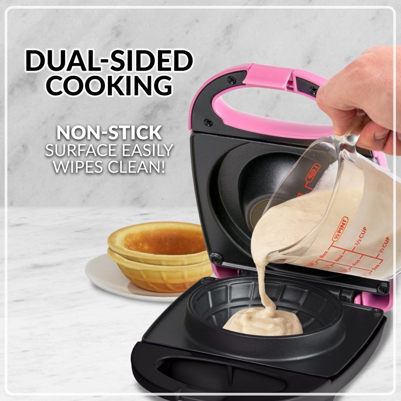 Personal Electric Waffle Bowl Maker - Compact Nonstick Dessert Griddle