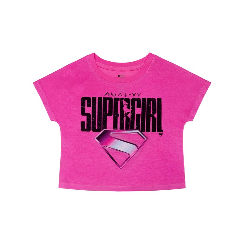 Girls Supergirl 2-Piece Jersey Short Sleeve Top and Shorts Set - Size 10-12 - L