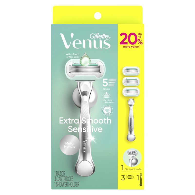 Extra Smooth Sensitive Women's Razor with 3 Refills and Shower Holder
