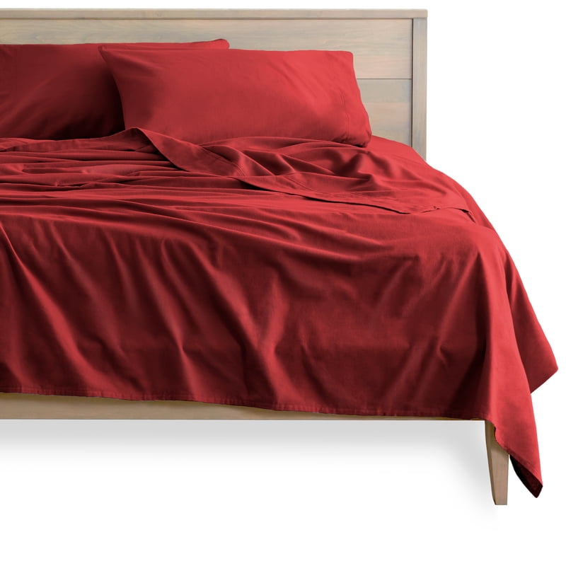 Bare Home 100% Cotton Flannel Deep Pocket 4-Piece Sheet Set with 2