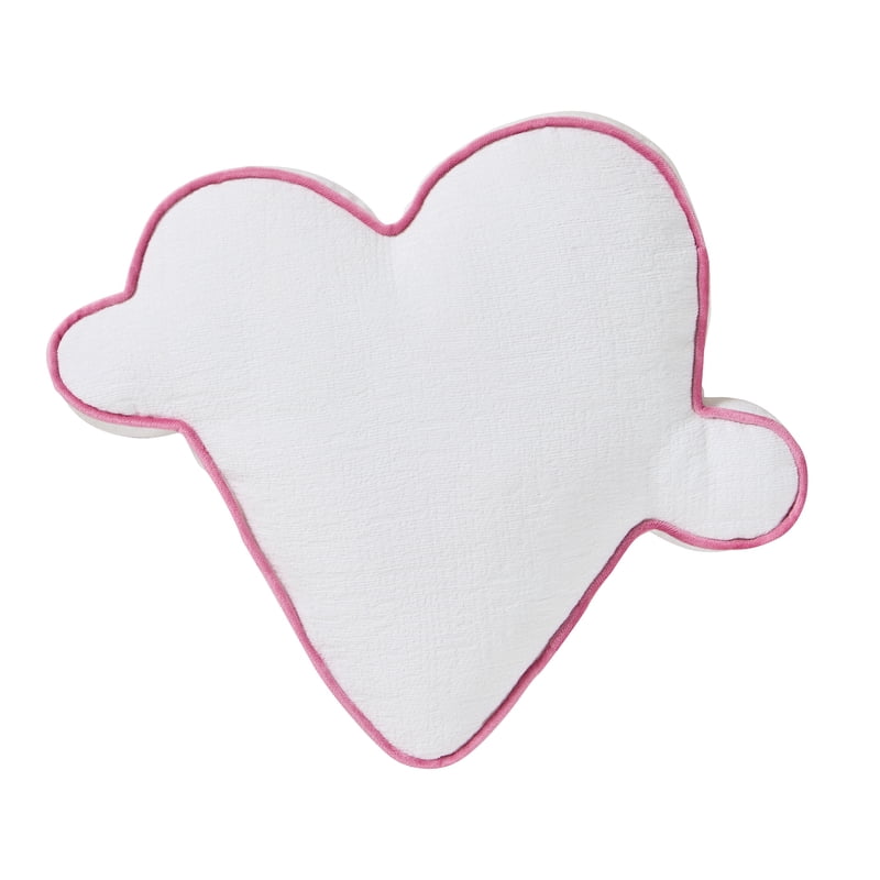 Heart-Shaped Valentine's Day Decorative Pillow - Tied with Love Chenille, Multicolor, 16 x 14 inches - Pink & Red Embroidery, Silver Accents, Variation of Love Shape