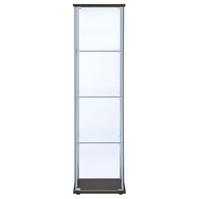 3-Shelf Clear Glass Curio Cabinet in Cappuccino