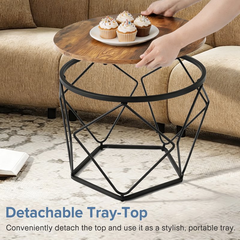 Small Round Nesting Coffee Table Set - Space-Saving Design