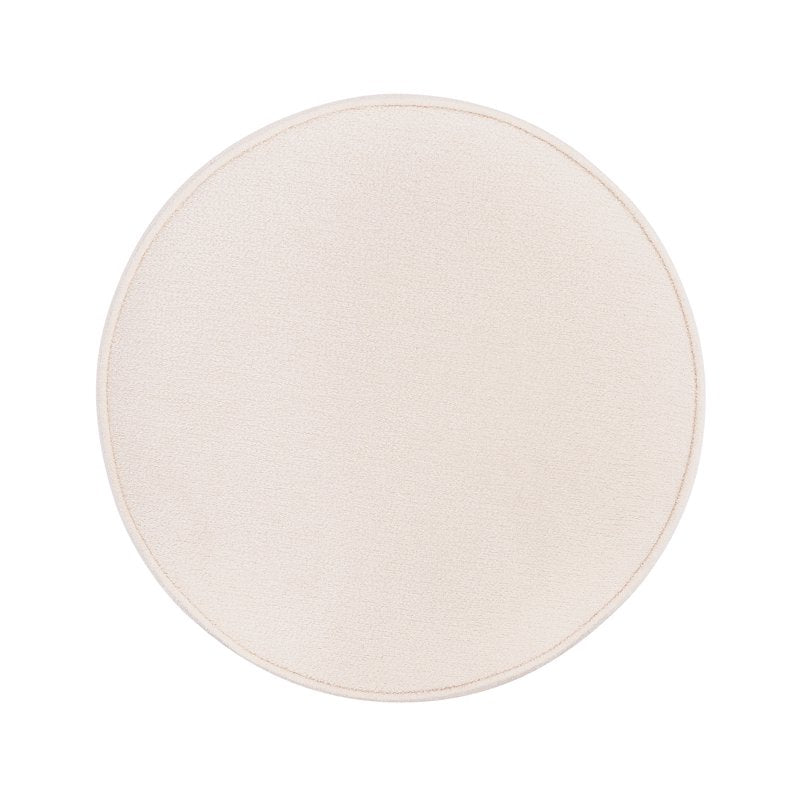 Round Ottoman with Foam Padding - Light Cream Upholstery