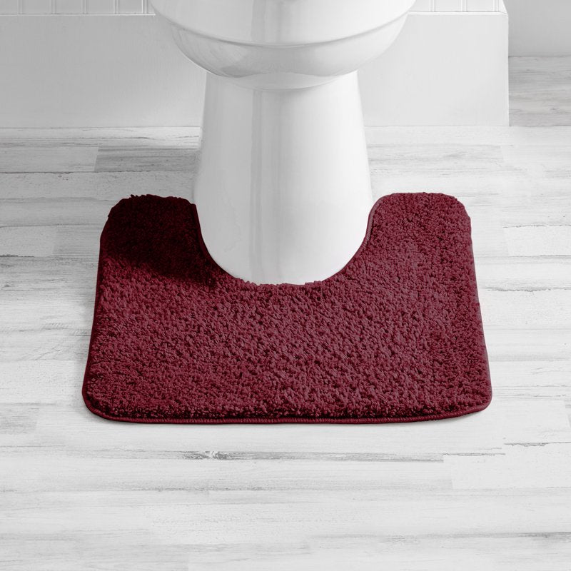 Mainstays Polyester Contour Bath Rug - Red, 20x32 in, Non-Slip, Machine Washable
