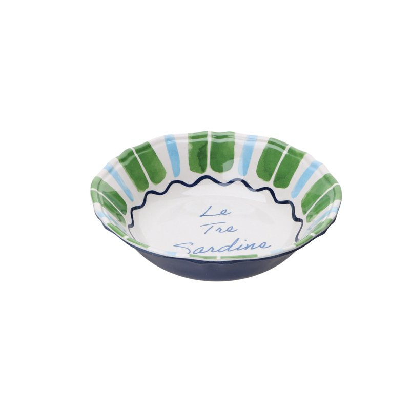12-Piece Bamboo Melamine Dinnerware Set - Multi-Color Sardine Pattern
