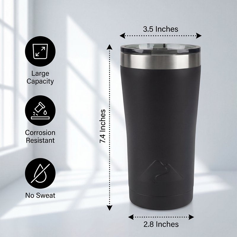 22 oz Vacuum-Insulated Stainless Steel Tumbler - Black