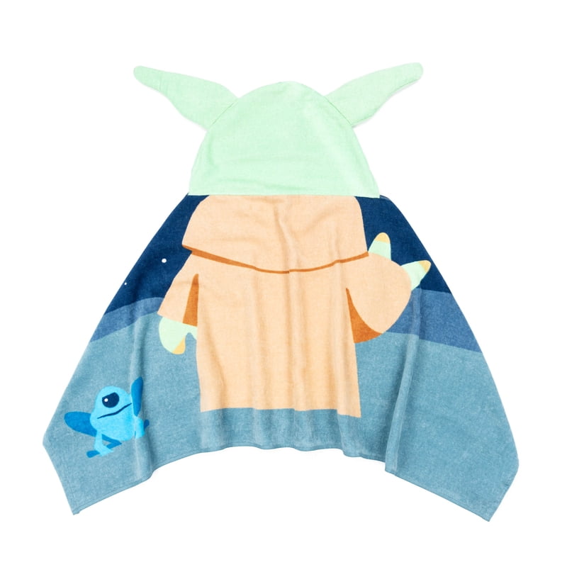 Baby Yoda Hooded Towel - Kids Cotton Bath & Beach Wrap, Blue & Green, 22x51