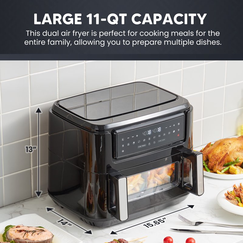 10.5L Dual Zone Digital Air Fryer - Large Capacity Family Oven