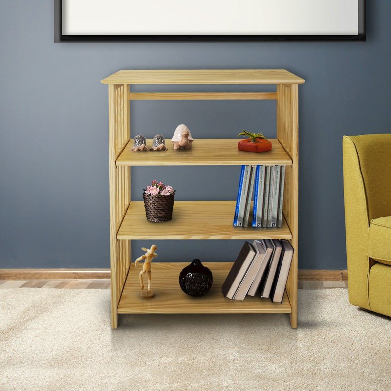 Soho Manhattan 4-Shelf Folding Bookcase - Natural Wood Finish