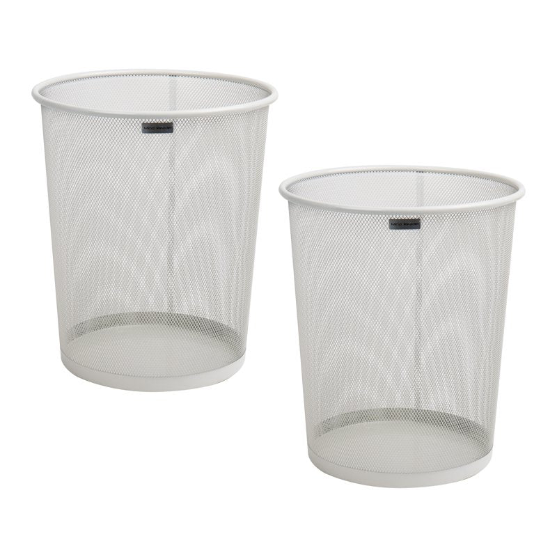 Metal Mesh Trash Can Set - 16.65L, Round Waste Basket, White