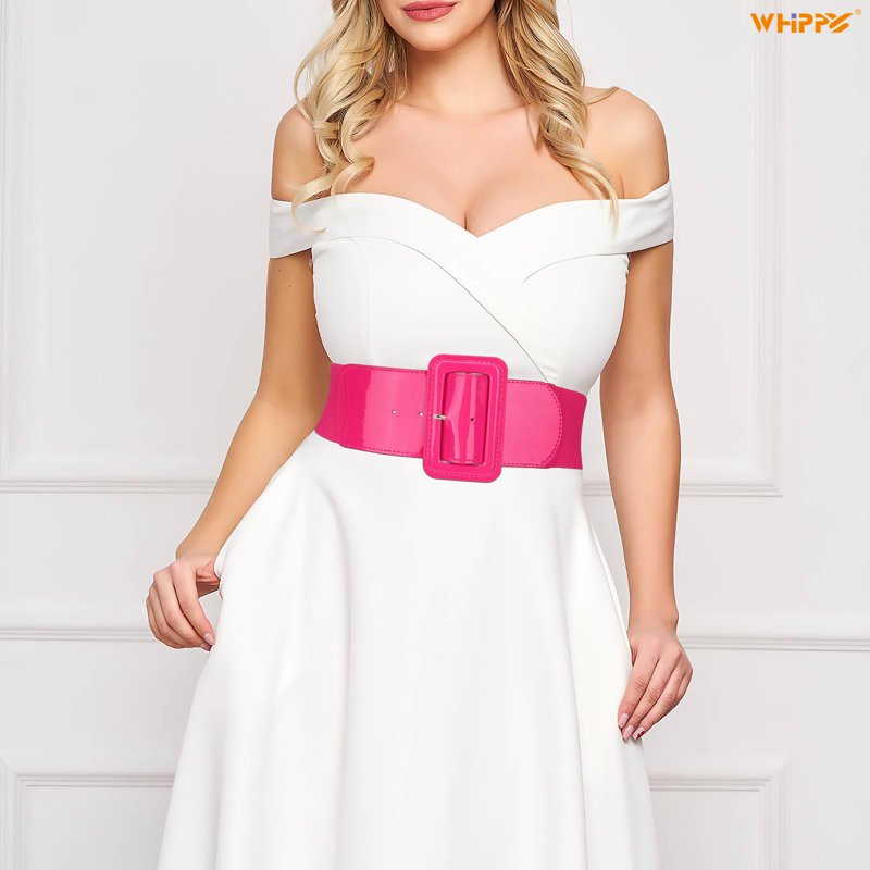 Whippy Wide Elastic Waist Belt for Dresses Women Pink Fit 38-42 Inches