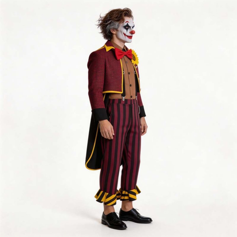 Men XL Circus Clown Costume Set - Vintage Jester Carnival Cosplay Outfit