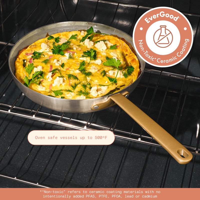10" Hybrid Tri-Ply Stainless Steel Fry Pan with Ceramic Nonstick Lid