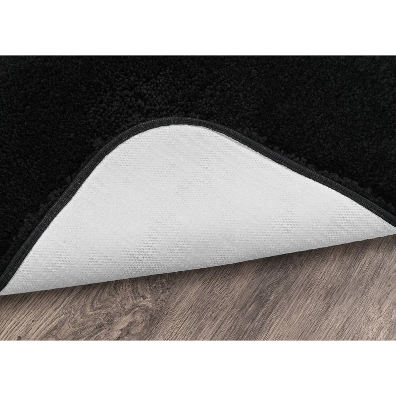 Rectangle Washable Nylon Bath Rug 24x40 Inches Black - Non-Slip Bathroom Mat