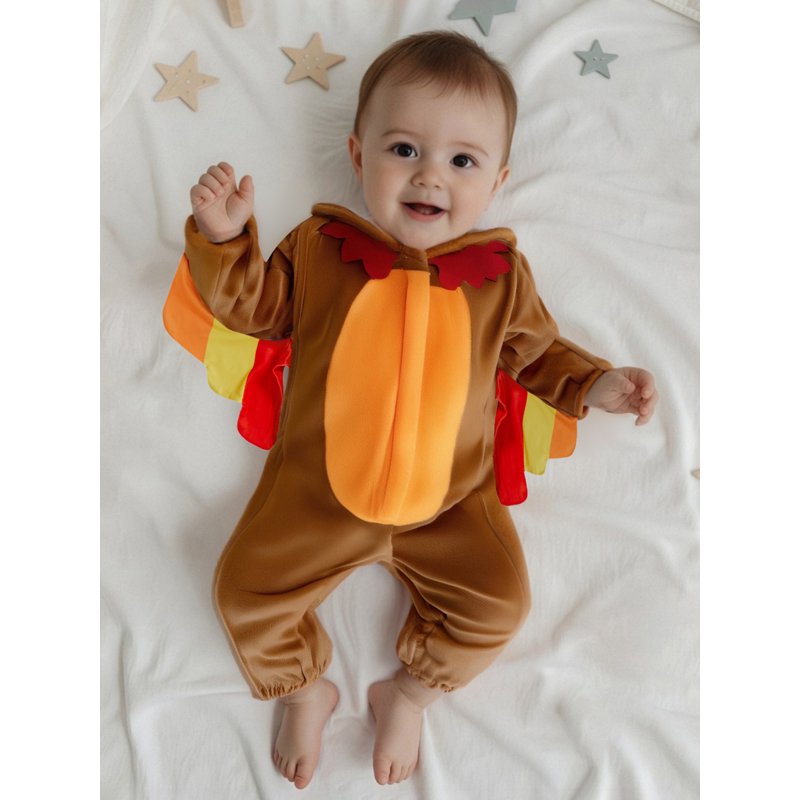 Toddler Baby Girl Boy Thanksgiving Turkey Costume Brown Orange 6-12 Months