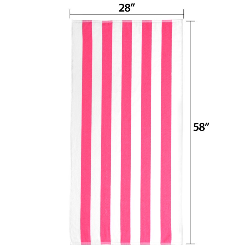 Pink 2 Pack Mainstays Cabana Stripe Cotton Blend Beach Towels - 58 x 28 Inches