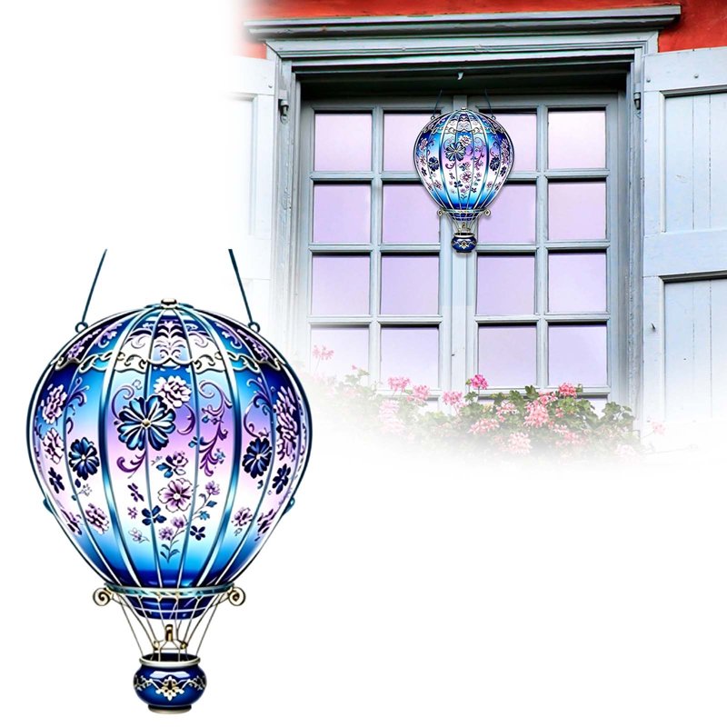 Hot Air Balloon Acrylic Ornament - Window & Garden Hanging Decor - Variation 044