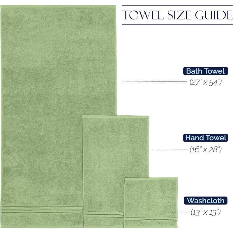 Sage 6-Piece Turkish Cotton Towel Set - Bath, Hand & Washcloths