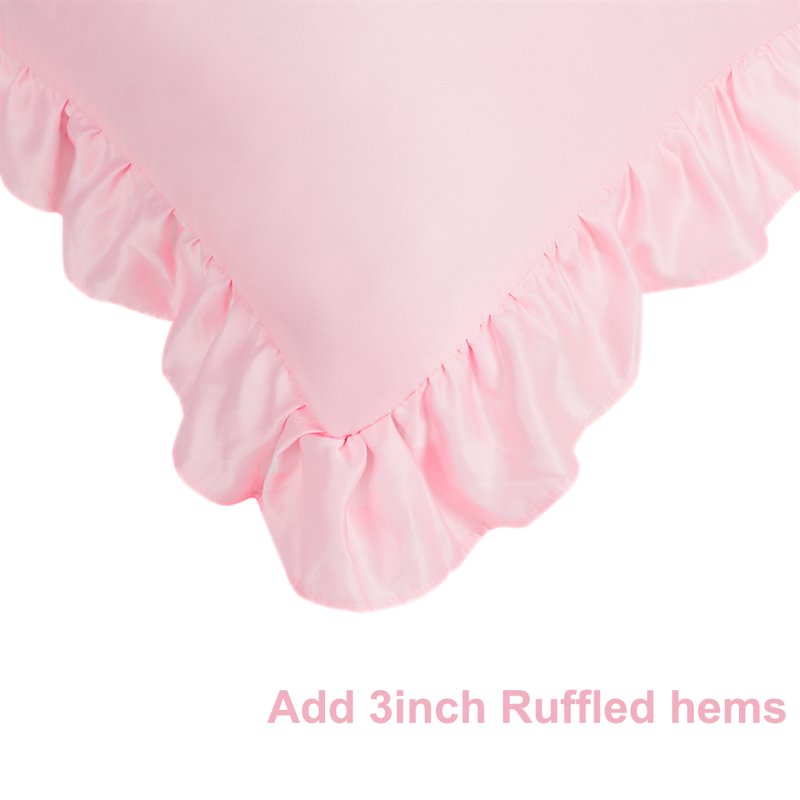 King Satin Ruffled Edge Pillow Shams - Pink, 4-Piece Set