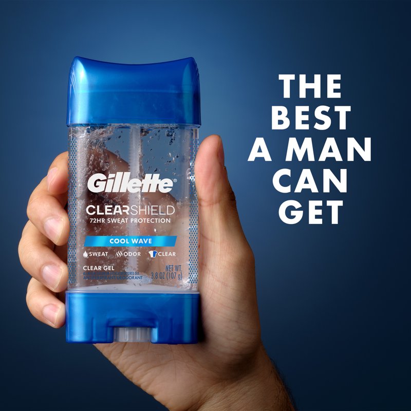 Clear Gel Antiperspirant and Deodorant for Men, Cool Wave, 2.85 oz