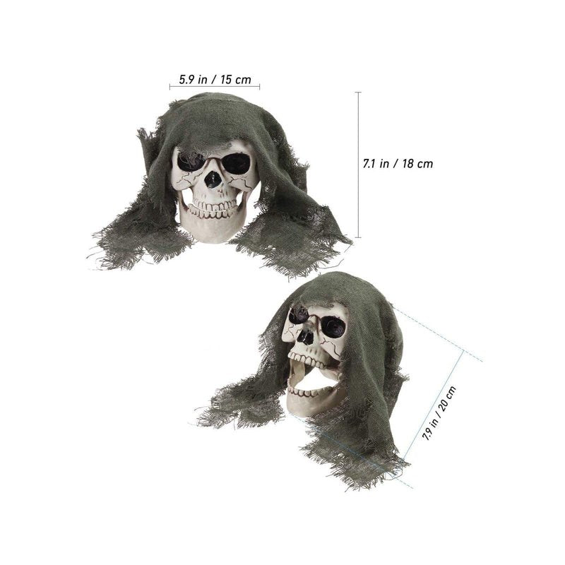 Gray Halloween Skeleton Ground Breakers with Skull and Arm Decor - Terrifying Outdoor Graveyard Scene