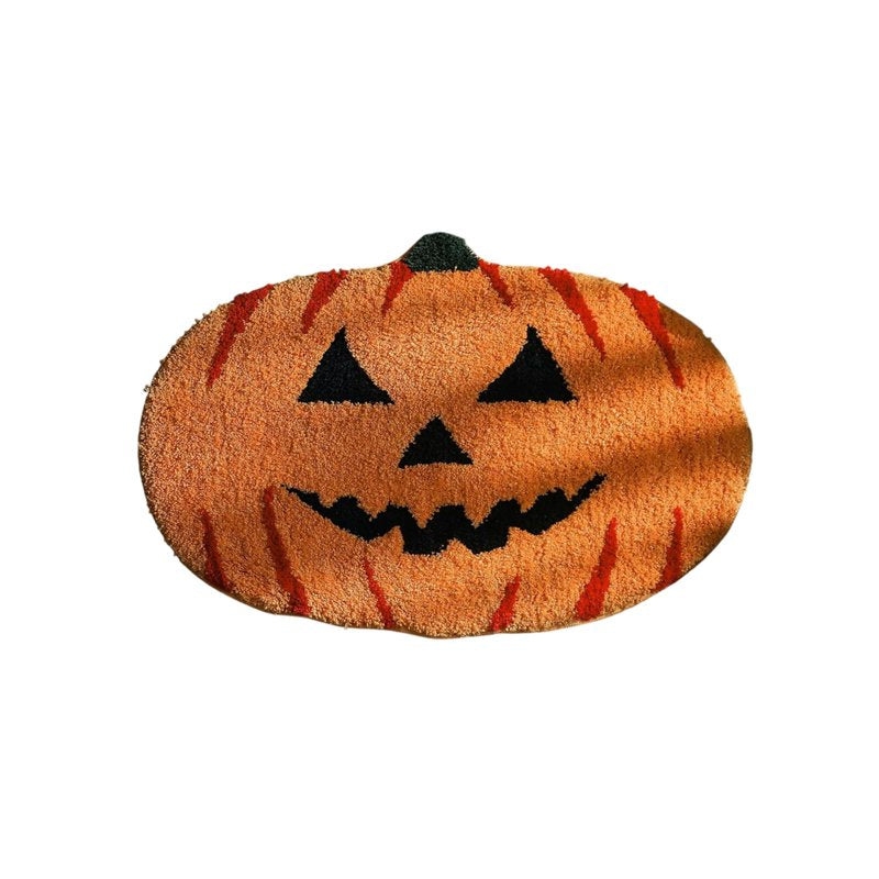 Halloween Pumpkin Rugs - Fall Themed Doormat for Living Room & Kitchen - Orange B - 15.75×23.62in