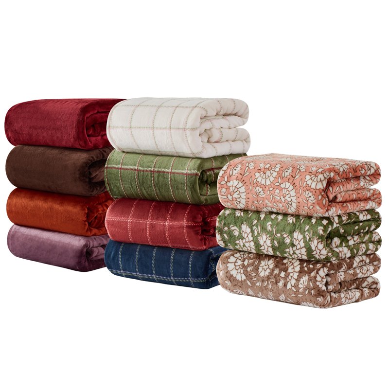 Mainstays Velvet Plush Bed Blanket Full/Queen Size - Green Floral