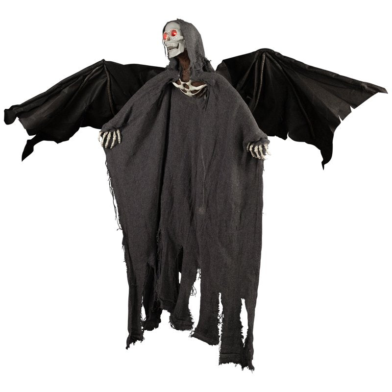 Animated Winged Grim Reaper Halloween Decoration - 50 Inch Lighted Indoor Outdoor Display