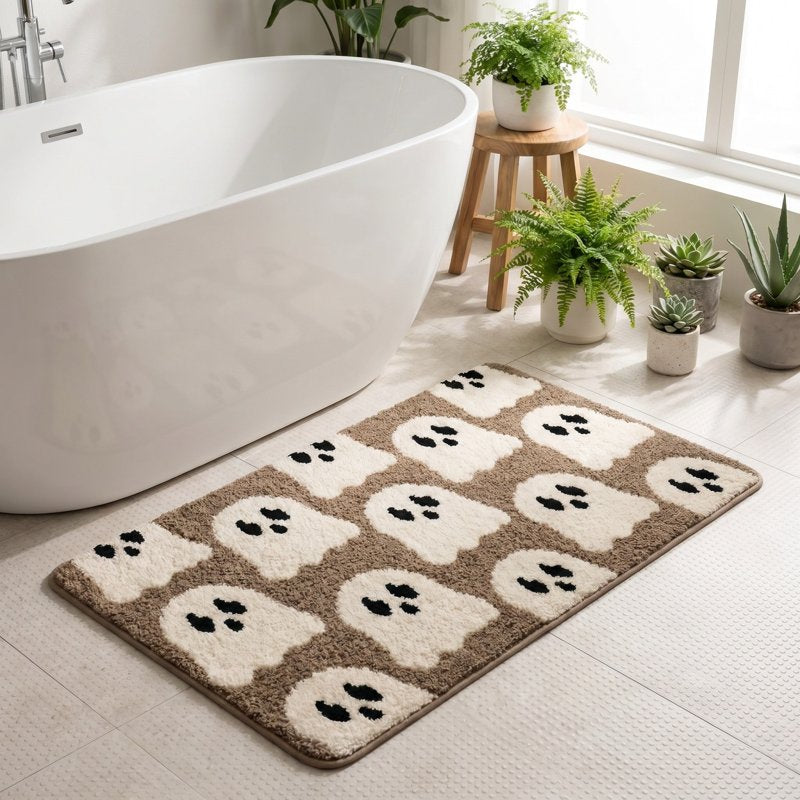 WWC Halloween Ghost Door Mat - 32x20 Inch Non-Slip Fall Entryway Rug - Variation Ghost-L