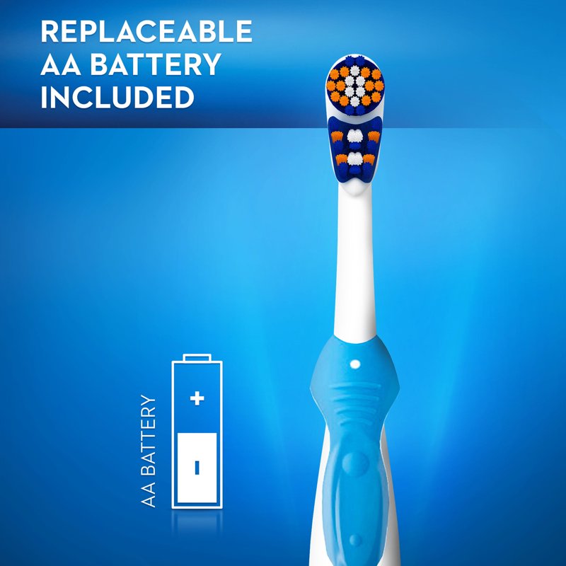 3D White Battery-Powered Electric Toothbrush with Rotating Action Cup
