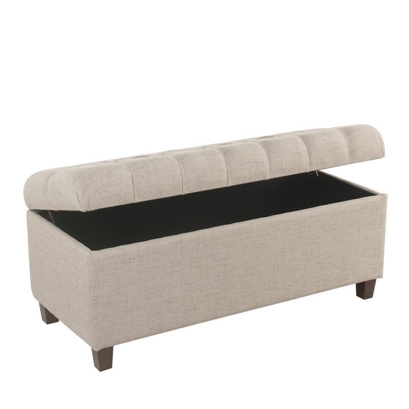 Tufted Storage Bench with Hinged Lid - Multiple Colors